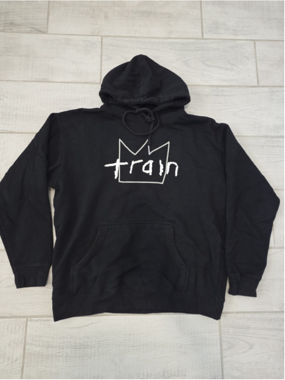 Train Rock Band Tour Music Crown Black Large Hoodie